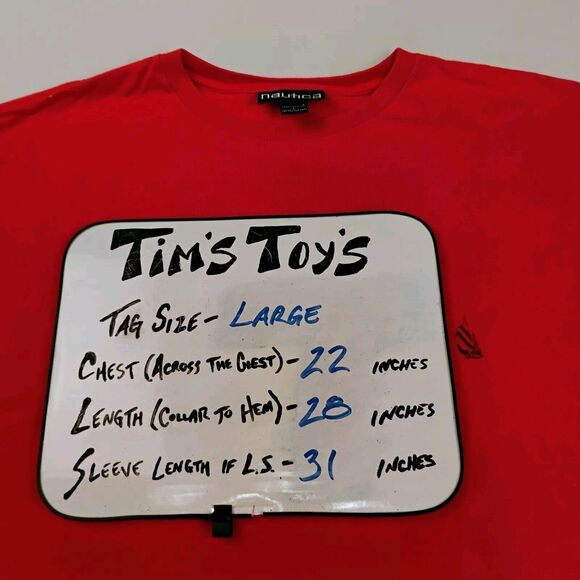 Vintage Nautica Embroidered Sailboat Logo Red LS T-Shirt Men's Large USA Made - Picture 4 of 4